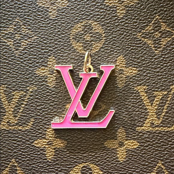 Accessories - Huge hot pink Upcycled Louis Vuitton LV charm
